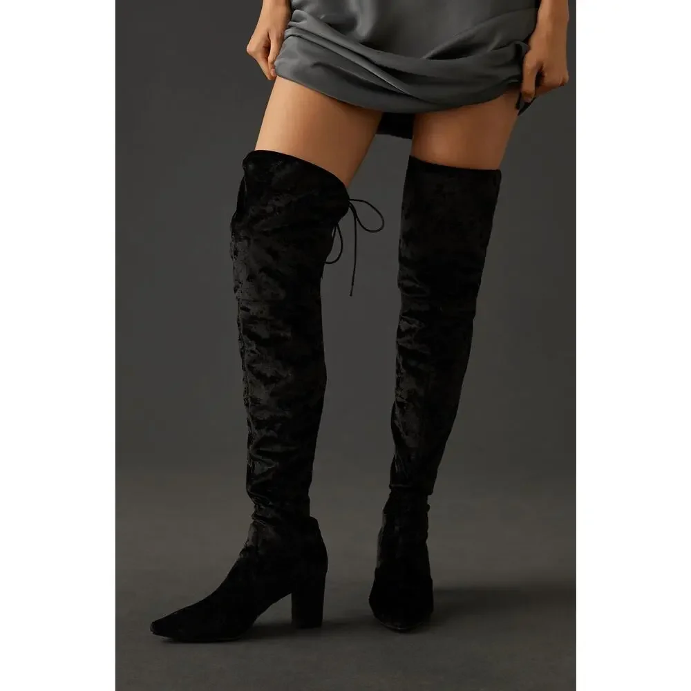 NWT Silent D Over-The-Knee Black Velvet Boots - 37EU (7 US)